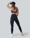 Strappy back sports bra (Black)