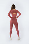 SUSTAINABLE SEAMLESS LONG SLEEVE SET CORAL RED